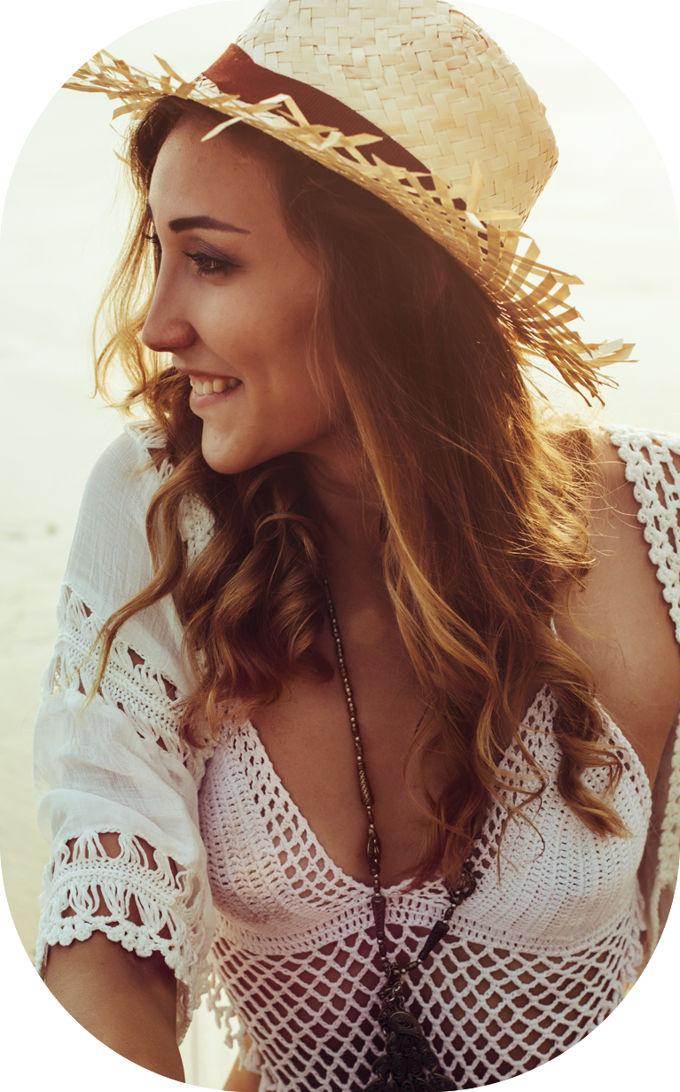 Boho styled model on the beach