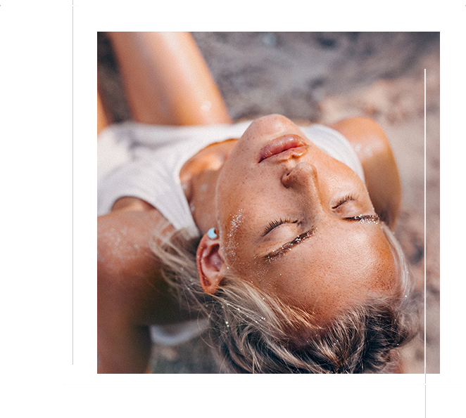 rhinoplasty landing page image of beach model with eyes closed